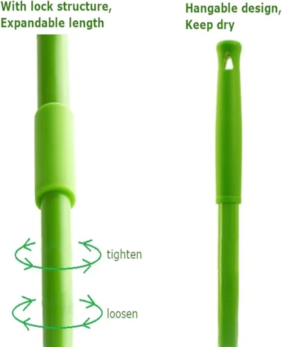 Miniatura 6 de Nuevo trapeador giratorio y ajustable triangular con 180 grados para mojado y seco con mango largo extensible, 2 cabezales de fregona reutilizables