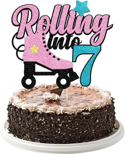 Miniatura 12 de Decoración para tartas de 10 años con diseño de patín de 10 años, decoración de pastel de 10 años de edad, retro, para niñas, club, hip hop, fiesta