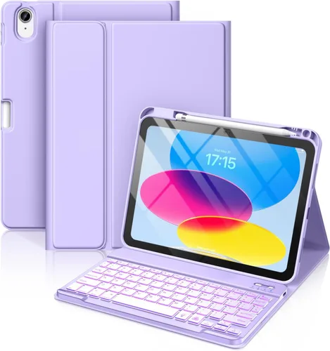 Miniatura 18 de Hamile Funda para iPad de 11ª y 10ª Generación con Teclado - 7 Colores Retroiluminados Inalámbrico Desmontable Funda Folio con Teclado y Soporte