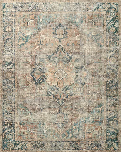 Miniatura 3 de Loloi Colección Margot MAT-02 Terracota/Laguna 5'-0" x 7'-6" Alfombra de área tradicional con CloudPile, alfombra de patrón grande sin pelusa