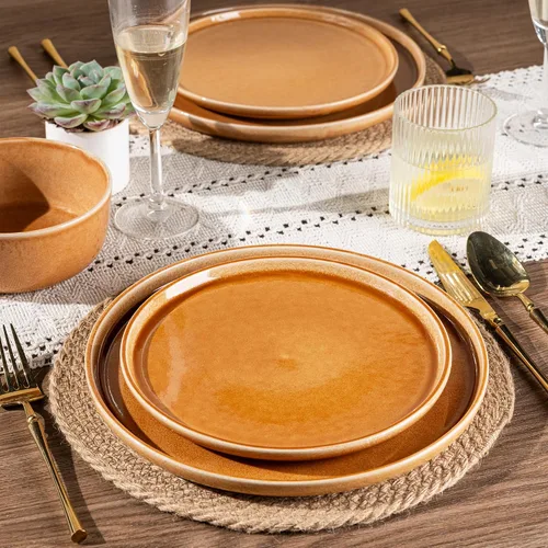 Miniatura 2 de GBHOME Juego de vajilla de cerámica para 4, 12 piezas, platos y cuencos de cerámica, platos resistentes a los arañazos, aptos para lavavajillas