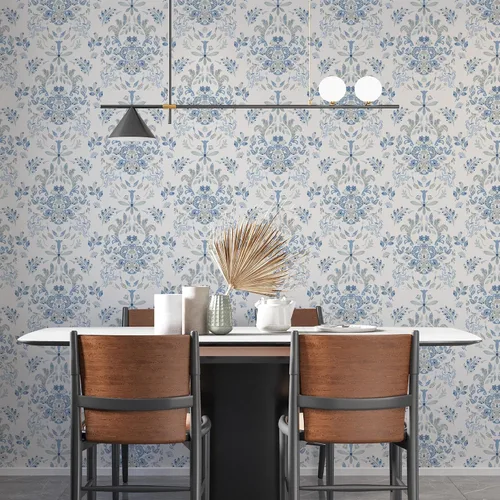 Miniatura 2 de Papel tapiz para despegar y pegar para decoración del hogar, cocina, flores silvestres azules, vinilo extraíble, autoadhesivo, para estantes