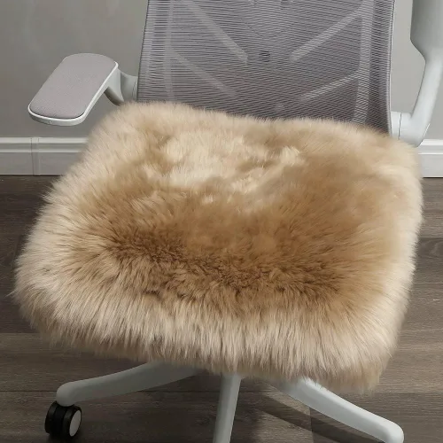 Miniatura 21 de LLB Fundas de Piel de Oveja para Silla Cojines de Silla de Oficina Almohadillas de Silla de Comedor Cojín de Asiento de Silla de Escritorio
