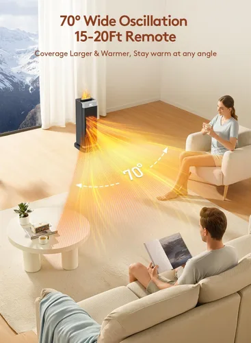 Miniatura 6 de Calentadores de espacio para uso en interiores, calentador de espacio portátil con humidificador/luz ambiental, calentadores eléctricos seguros