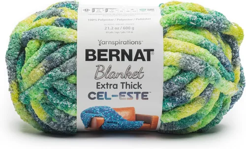 Miniatura 15 de Bernat - Hilo para manta extra grueso color niebla azul - 1 paquete de 21.12 oz/598.74 g - 100% poliéster - #7 Jumbo - 72 yardas - Hilo grueso