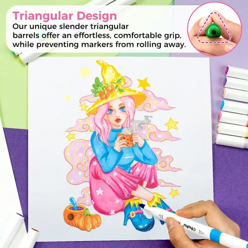 Miniatura 3 de Ohuhu Marcadores de pincel a base de alcohol: marcador de dibujo de bocetos artísticos de doble punta para artistas, adultos, principiantes