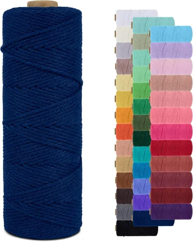 Miniatura 127 de Cuerda de macramé de 0.079 in para 219 yardas, cuerda de algodón natural para manualidades, hilo de cuerda de macramé de colores para colgar