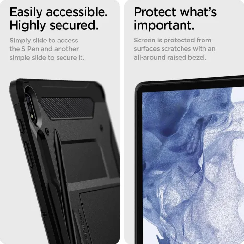 Miniatura 6 de Spigen Funda rígida rígida para Galaxy Tab S8+ Plus/S7+ Plus (2020), Tough Armor Pro con soporte y soporte integrado para S Pen, protección de doble
