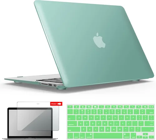 Miniatura 38 de iBenzer Carcasa rígida de plástico con superficie suave 3 en 1 y cubierta para teclado y protector de visualización para MacBook Air, Negro