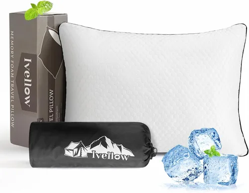 Miniatura 11 de Almohada de viaje de espuma viscoelástica Ivellow - Compacta, ligera, transpirable y hipoalergénica - Adultos y niños - Camping, senderismo, viajes