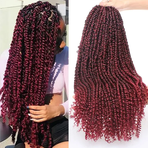 Miniatura 16 de Leeven Paquete de 8 paquetes de cabello de ganchillo pret wisted Passion Twist de 10 pulgadas, color negro natural, extensiones de cabello corto