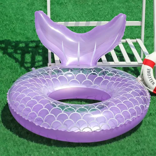 Miniatura 5 de Flotador de sirena para piscina, tubo de piscina para niños, cola de sirena inflable, anillos de natación, actividades acuáticas, suministros