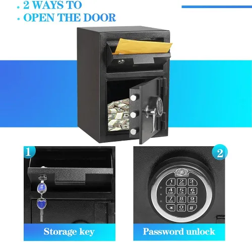 Miniatura 2 de Greenvelly Caja fuerte de depósito de 80 libras con ranura para caída, 2.6 Cub antirrobo con cerradura electrónica para el hogar, oficina, hotel