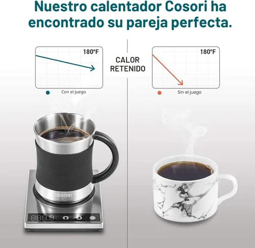 Miniatura 6 de COSORI Calentador de Taza de Café y Juego de Tazas para Escritorio, Calentador de Tazas, Regalos para Oficina y Navidad, Control de Temperatura