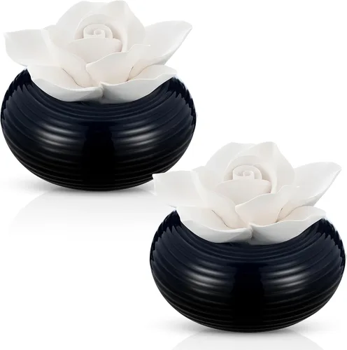 Miniatura 13 de Honeydak 1 pieza Difusor de cerámica de flores hecho a mano, difusor de aceite esencial pasivo de porcelana blanca con base, decoración decorativa