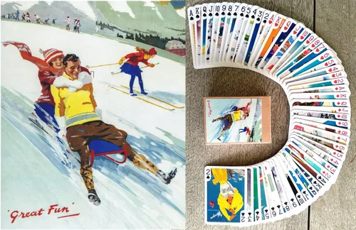 Miniatura 12 de Carteles de aviación vintage para jugar a las cartas (baraja de póquer 54 cartas todas diferentes) Carteles de viaje retro vintage Avia avión azafata
