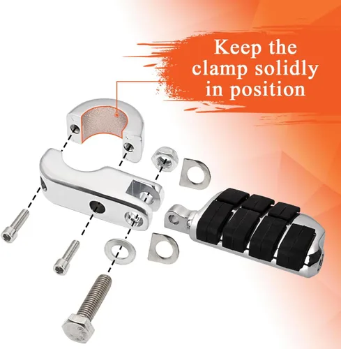 Miniatura 5 de FOVPLUE 1.25" Estribos de autopista ajustables con abrazaderas de montaje en P para Harley Touring Softail Dyna Sportster Honda Kawasaki Suzuki