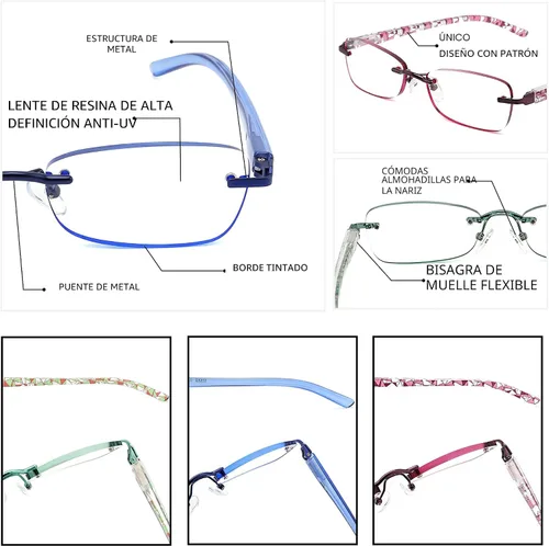 Miniatura 4 de Paquete de 3 lentes de lectura con bloqueo de luz azul para mujeres, filtro UV 400 anti fatiga visual/antirreflejante para computadora con bisagra