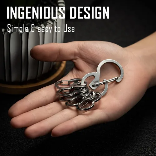 Miniatura 4 de KeyUnity Mosquetón de acero inoxidable, mini clips, llavero organizador para llaves, linterna, cuchillo plegable y silbatos