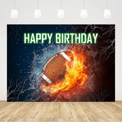 Miniatura 2 de AIBIIN Fondo de fotografía de fútbol de 7 x 5 pies con temática de feliz cumpleaños para niños recién nacidos, niños, es hora de juego, fiesta