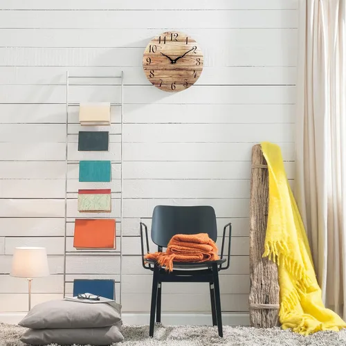 Miniatura 5 de Plumeet Reloj de Pared Pequeño, Relojes de Pared de Madera Sin Marco de 10'', con Movimiento de Cuarzo Silencioso, Relojes Rústicos de Nogal