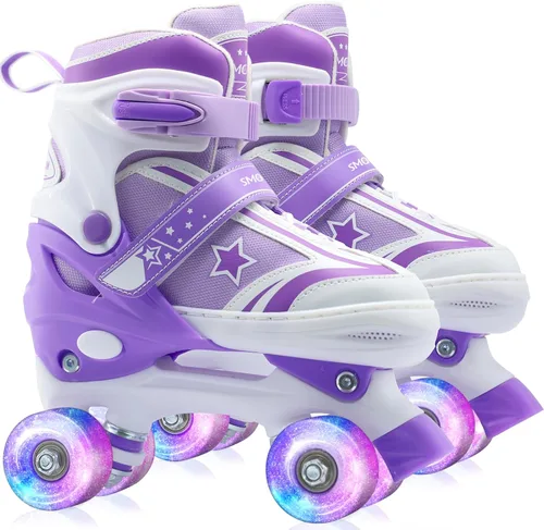 Miniatura 10 de Patines de ruedas para niños y niñas con ruedas iluminadas Zapatos de patines de tamaño ajustable para jóvenes y mujeres de 5 a 8 años y 8 a 12
