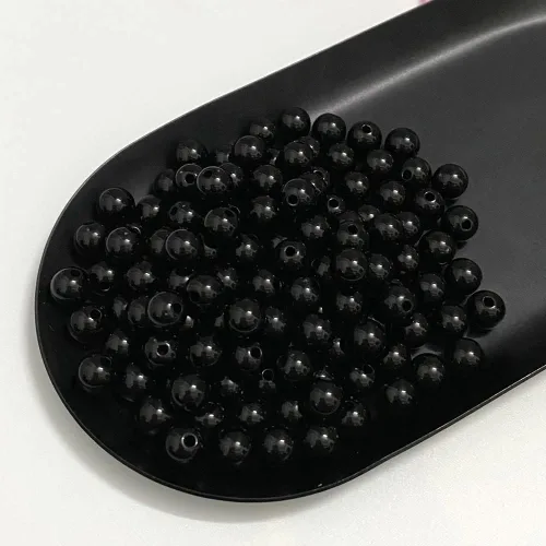 Miniatura 2 de 300 cuentas redondas de acrílico pastel, cuentas espaciadoras de plástico de color caramelo para bricolaje, collares, pulseras, aretes, joyería Negro