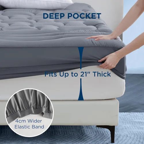 Miniatura 7 de Bedsure Protector de colchón Twin impermeable - Protector de colchón acolchado impermeable ajustable con cubrecolchón y bolsillo profundo de 8-21