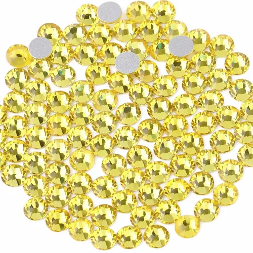 Miniatura 57 de Beadsland 1440 diamantes de imitación de cristal con parte trasera plana, gemas redondas, ámbar, SS3, 0.047-0.055 in