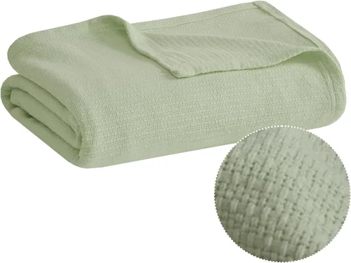 Miniatura 11 de Madison Park Freshspun Tejido de cesta de lujo manta de algodón crema 108x90 tamaño King Tejido de cesta suave, acogedora, premium 100% algodón