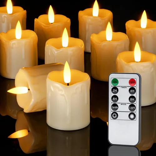 Miniatura 7 de Homemory Velas votivas parpadeantes sin llama con control remoto y temporizador de 2 x 2 pulgadas, funciona con pilas, paquete de 6 velas falsas