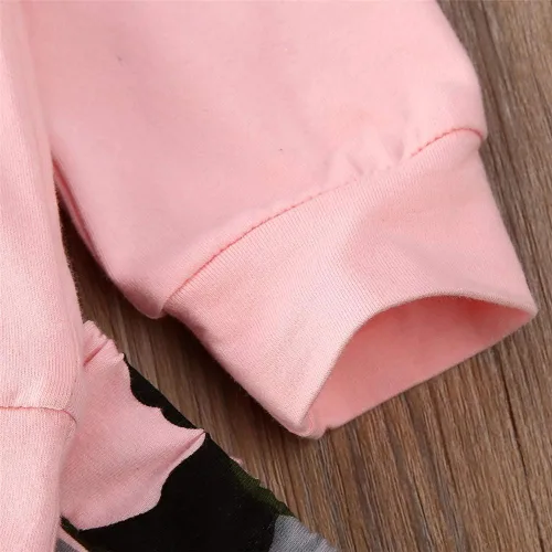 Miniatura 30 de FYBITBO 2 piezas de ropa de otoño e invierno para bebé niña, sudadera con capucha y pantalones de camuflaje, conjuntos de ropa
