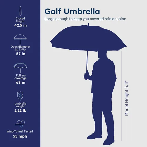 Miniatura 6 de Paraguas Weatherman - Paraguas de golf - Paraguas deportivo resistente al viento hasta 55 MPH - Disponible en 2 tamaños y 5