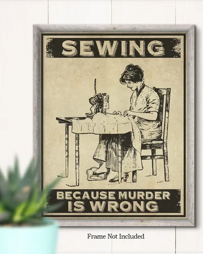 Miniatura 2 de Decoración de habitación de Sewing Because Murder Is Wrong, decoración de pared retro para cocina, baño, dormitorio, divertido regalo de arte
