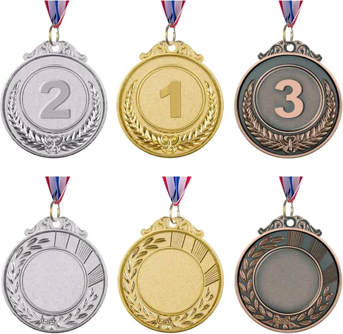 Miniatura 2 de 12/24/48/96 Piezas Medallas de Premio Oro, Plata y Bronce, Medallas de Campeón Estilo Olímpico Oro, Plata y Bronce Premios para Deportes, Oro Plata