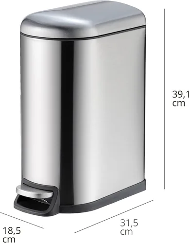 Miniatura 4 de Amazon Basics Bote de basura pequeño en forma de D con tapa y pedal de cierre suave para baño, dormitorio, sala de estar, oficina, resistente a