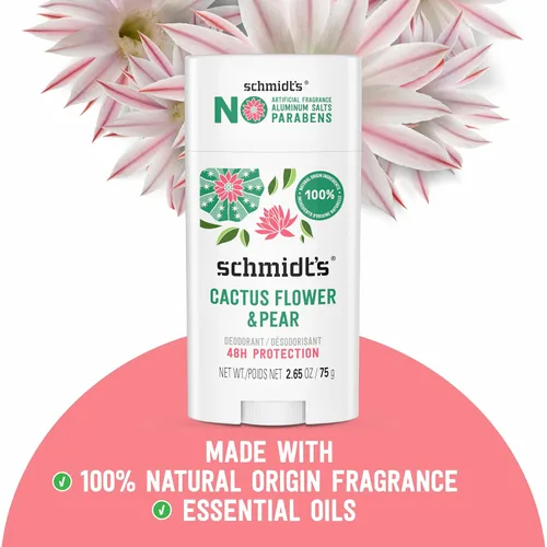 Miniatura 3 de Schmidt's Desodorante vegano sin aluminio, flor de cactus y pera con protección contra olores las 24 horas, 2 unidades para mujeres y hombres