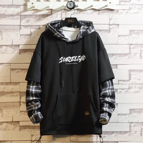 Miniatura 2 de GURUNVANI Sudaderas con capucha de patchwork de estilo japonés Hombres Personajes Streetwear Sudadera con capucha para hombres