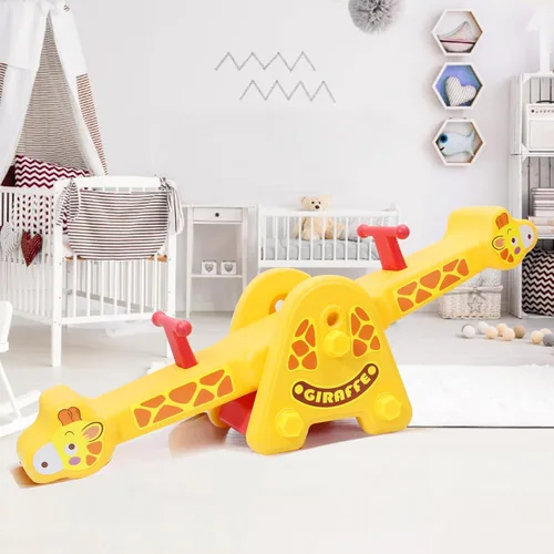 Miniatura 6 de Joyful Yellow Giraffe Teeter Totter Seesaw: diversión mecedora para dos niños pequeños o niños; juguetes para interiores y exteriores para niños