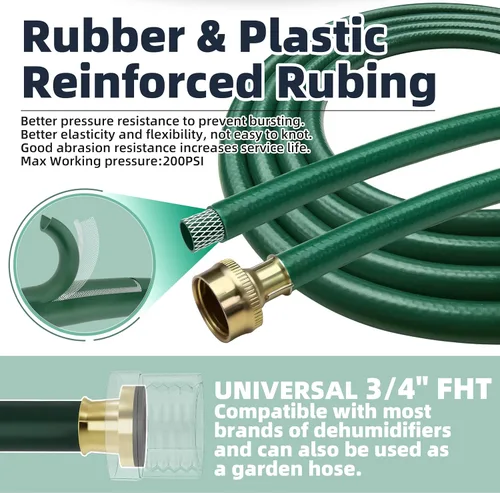 Miniatura 4 de TT FLEX Manguera de drenaje deshumidificadora a prueba de explosiones – Caucho verde de 5 pies, 3/4 pulgadas FHT, resistente, flexible, resistente a