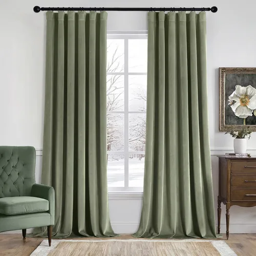 Miniatura 50 de MIULEE Cortinas de terciopelo de 84 pulgadas de largo, juego de 2 paneles para dormitorio, con pestaña trasera plisada, de lujo, aislamiento