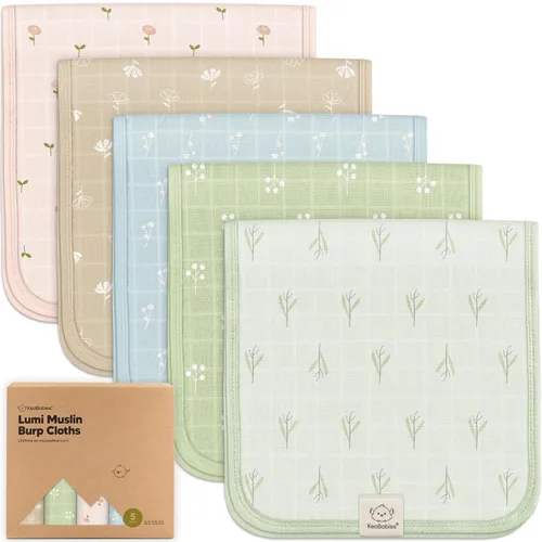 Miniatura 12 de KeaBabies Paños Eructadores de Muselina de Algodón para Bebé Niño, Niña - Paquete de 5 Paños Suaves y Absorbentes para Eructar para Bebés, Toallas