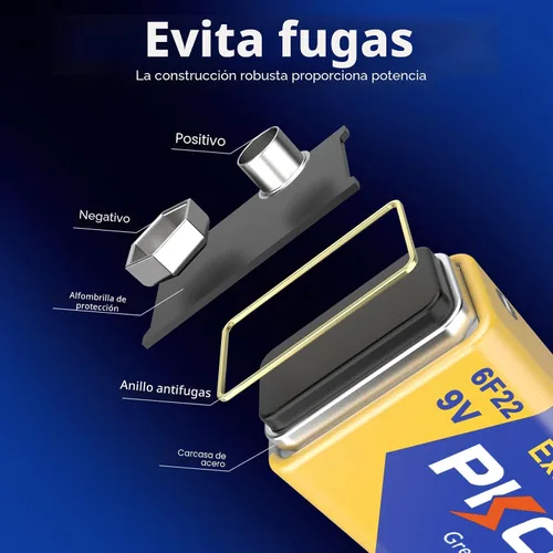 Miniatura 3 de PKCELL Baterías de 9 V, paquete de 10 baterías de 9 voltios de carbono y zinc, batería de 9 V para detector de humo, alarmas, batería cuadrada 6F22