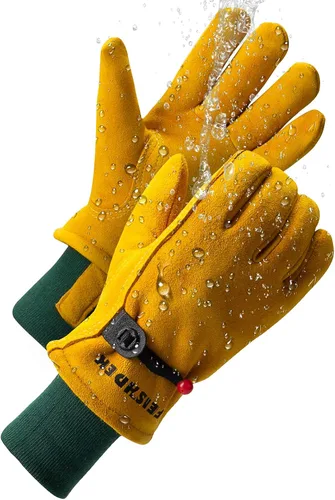 Miniatura 9 de Guantes de trabajo para niños de 2 a 14 años, extra suaves de ante de ciervo, duraderos, flexibles, guantes genuinos de cuero para niños