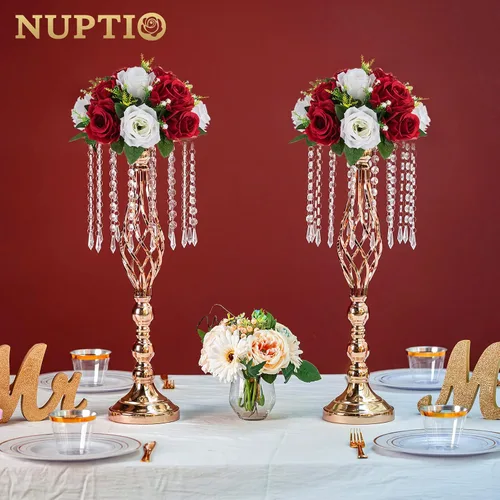 Miniatura 104 de NUPTIO Centros de mesa de flores para mesas de boda: arreglo de bolas de flores artificiales rosa y blanco para bodas, fiestas, 2 piezas de rosas