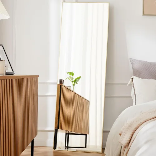 Miniatura 37 de OLIXIS Espejo arqueado de longitud completa para dormitorio, espejo de cuerpo completo de 56 x 15 pulgadas con soporte, para colgar o inclinarse