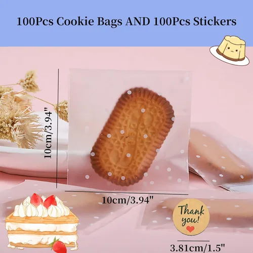 Miniatura 2 de YVPSI Bolsas autoadhesivas para galletas, bolsas de celofán transparentes con sello, etiquetas de agradecimiento para embalaje, dulces, panadería