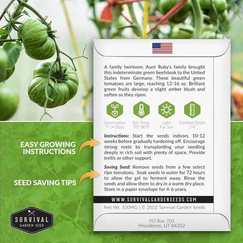 Miniatura 2 de Semillas de tomate verde alemán Aunt Ruby para plantar, variedad indeterminada con sabor dulce, tomates de polinización abierta sin OMG, semillas