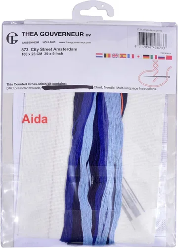 Miniatura 4 de Thea Gouverneur - Kit de punto de cruz con cuentas - City Street Amsterdam - Aida - 16 unidades - Kits de bordado para adultos - Manualidades