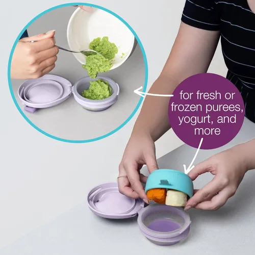 Miniatura 6 de b.box Fill + Feed (Peony), bolsa reutilizable de comida para bebés, para bebés y niños pequeños de 4 meses, bolsa de silicona/nailon, tapa sin BPA